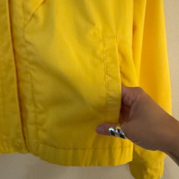 Vintage 70s Retro Bright Yellow Spring Jacket Lightweight Medium - Picture 8 of 9